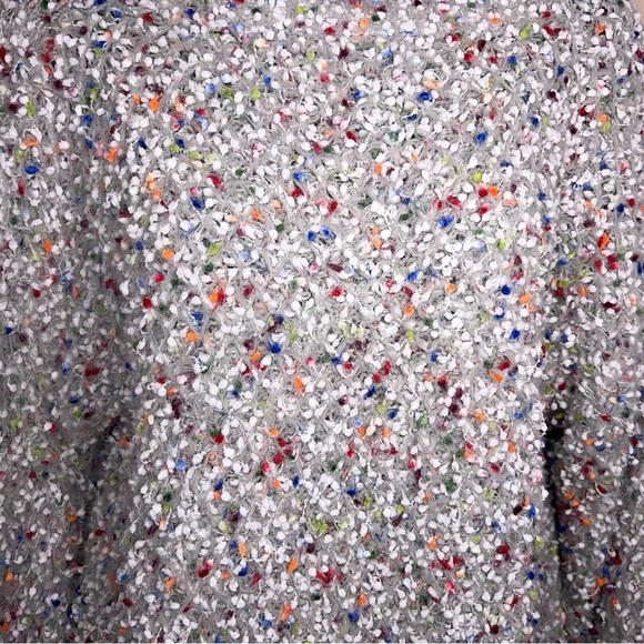 Size 6 Shein Light Grey Colorful Knit Sweater Long Sleeve Rainbow Fuzzy Knit - Picture 12 of 13